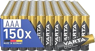 Piles AAA alcalines 1,5V lot de 150 VARTA Power on Demand