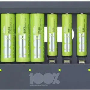 Chargeur 8 Piles Rechargeables AA et AAA avec 4 Piles AA et 4 Piles AAA Minh Rechargeables | 100% PEAKPOWER | Chargeur Rapide USB