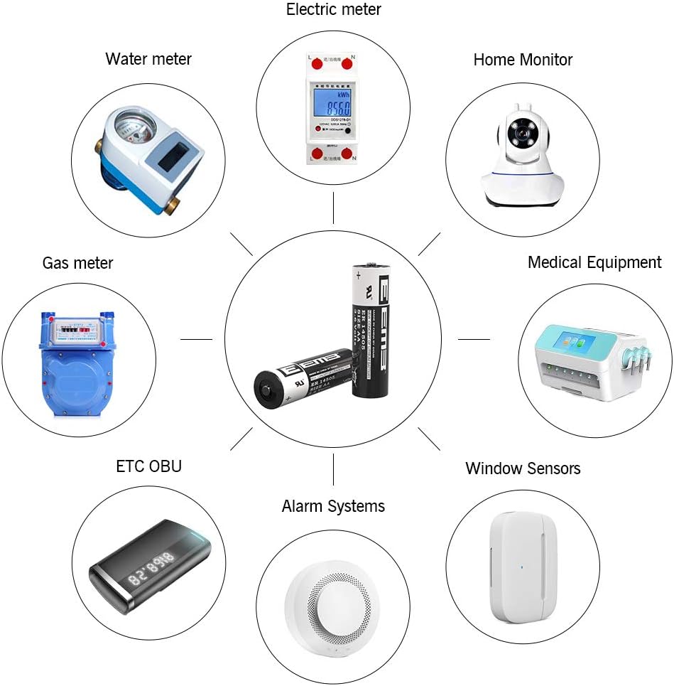 EEMB ER14505 AA 3,6V Lithium Battery Li-SOCL₂ Non Rechargeable SB-AA11 LS14500 TL-5903 ER14500 2700mAh pour Compteur d'électricité d'eau Gaz PLC Équipement d'installation Batterie générique (4)