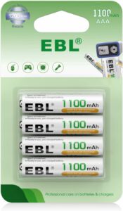 Lot de 4 Piles Rechargeables AAA 1.2V 1100mAh Ni-MH, R03/ AAA Batteries avec1200 Tech