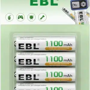 Lot de 4 Piles Rechargeables AAA 1.2V 1100mAh Ni-MH, R03/ AAA Batteries avec1200 Tech