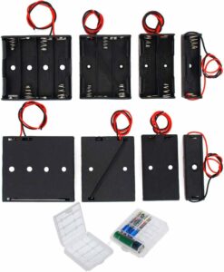 GTIWUNG 8PCS AA Support de Batterie, Noir Batterie Stockage Boite Coffre Support, AA Battery Holder Box Case, 1.,5V/2×1,5V/3×1,5V/4×1,5V, 2PCS Boîte à Piles en Plastique pour AA et AAA (Transparent)