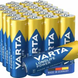 VARTA Piles AA, lot de 24, Longlife Power, Alcalines, 1,5V, adaptées aux jouets, souris sans fil, lampes de poche, Made in Germany