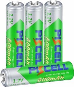 Piles Rechargeables AAA Préchargé NIMH 1,2V 600mAh Batteries pour Téléphone Fixe,Lampes Solaires,Oxymètres,Lot de 4,PKCELL