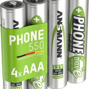 Piles AAA rechargeables (lot de 4) – Piles rechargeables pour téléphone fixe sans fil, babyphone, talkie-walkie – Accumulateurs AAA à faible autodécharge