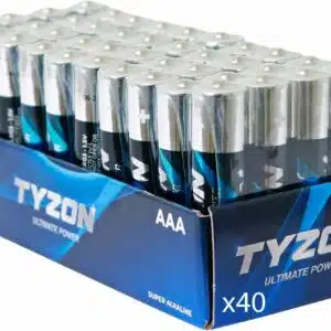 Tyzon® Piles Alcalines AAA 1,5 V, Pack de 40 – Durables & Haute Performance, Idéales pour Appareils Ménagers et Électroniques