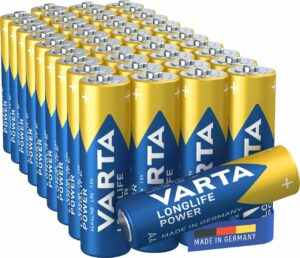VARTA Piles AA, lot de 40, Longlife Power, Alcalines, 1,5V, adaptées aux jouets, souris sans fil, lampes de poche, Made in Germany