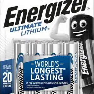 Energizer Piles AA, Ultimate Lithium, Lot de 4, Pile alcaline