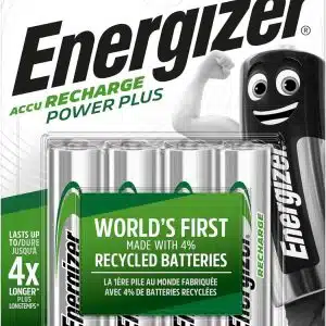 Energizer Piles Rechargeables AA, Recharge Power Plus, Lot de 4