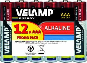Velamp LR03/12PACK 12PACK Blister de 12 Piles Alcalines Mini Stylet LR03 AAA, 1.5V, Rouge