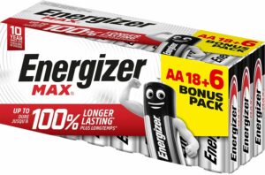 Energizer – Max, Pack de 18+6 Piles AA, Longue durée pour Un Usage Quotidien, sans sulfatation et durée de Vie de 10 Ans
