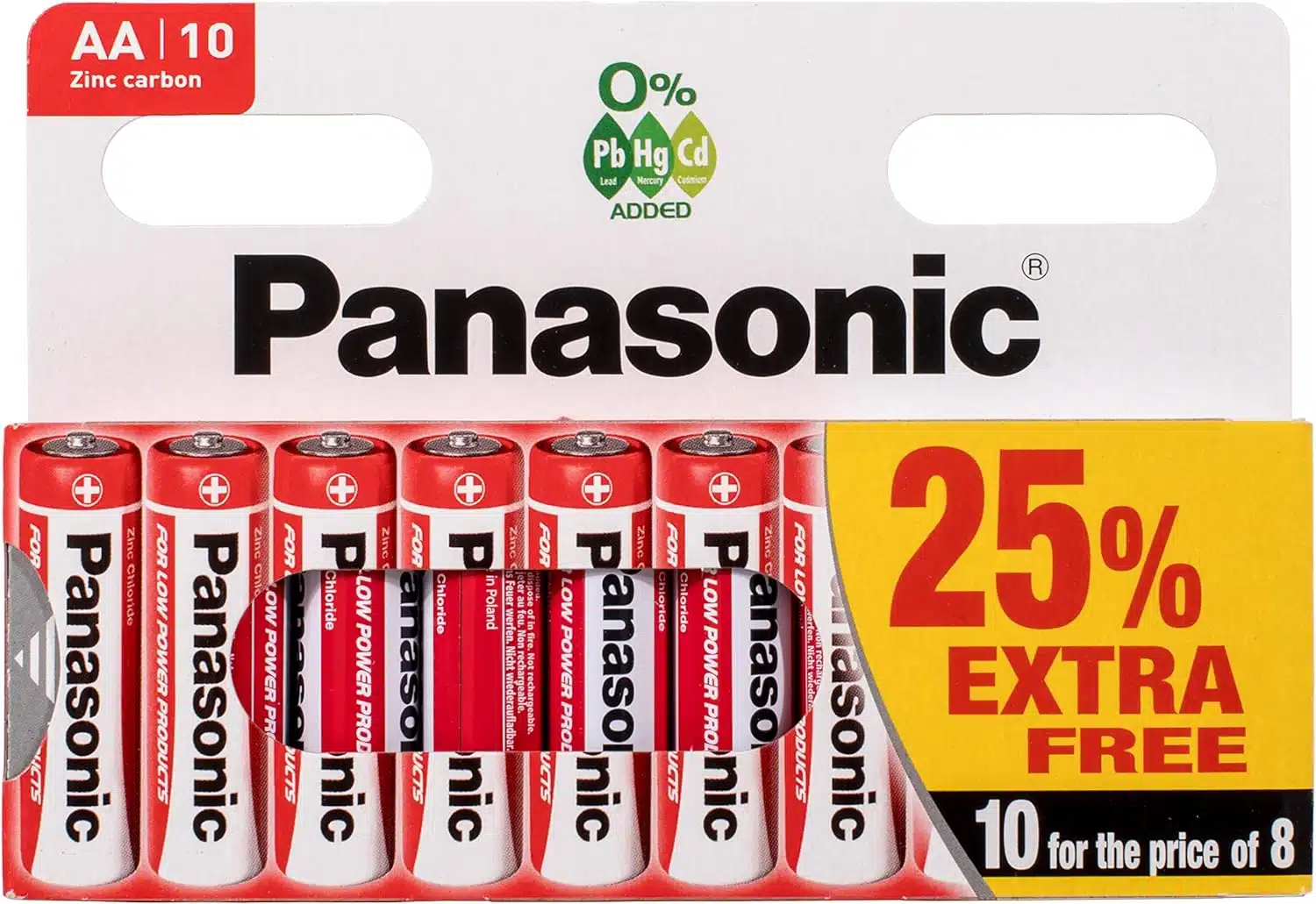 Panasonic- Pile Zinc Carbon - AA x 8 + 2 gratuites - R6