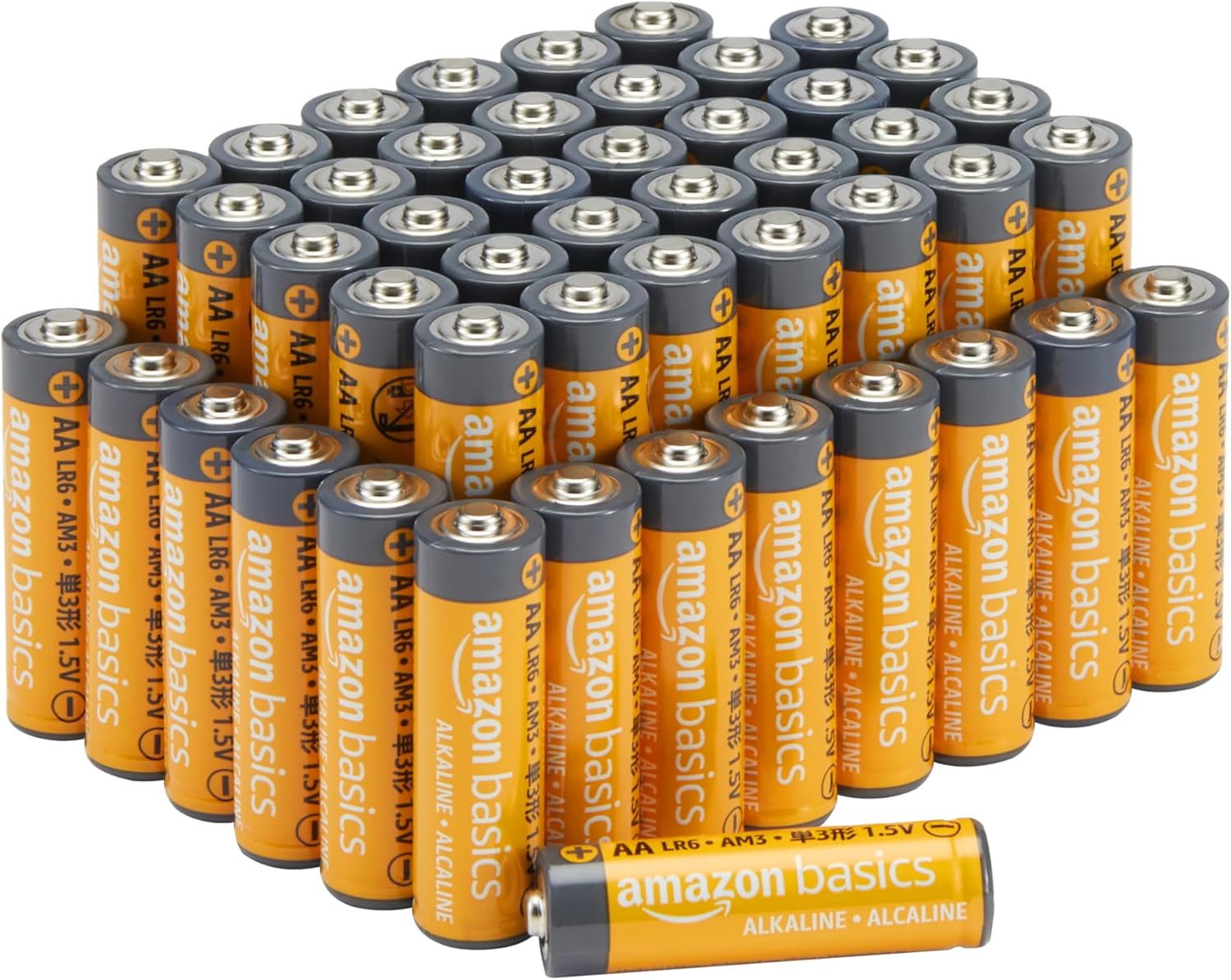 Lot de 48 piles alcalines AA haute performance, 1,5 V, 10 ans de conservation - vue 2