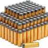 Lot de 100 piles alcalines AA 1,5 V haute performance, 10 ans de conservation