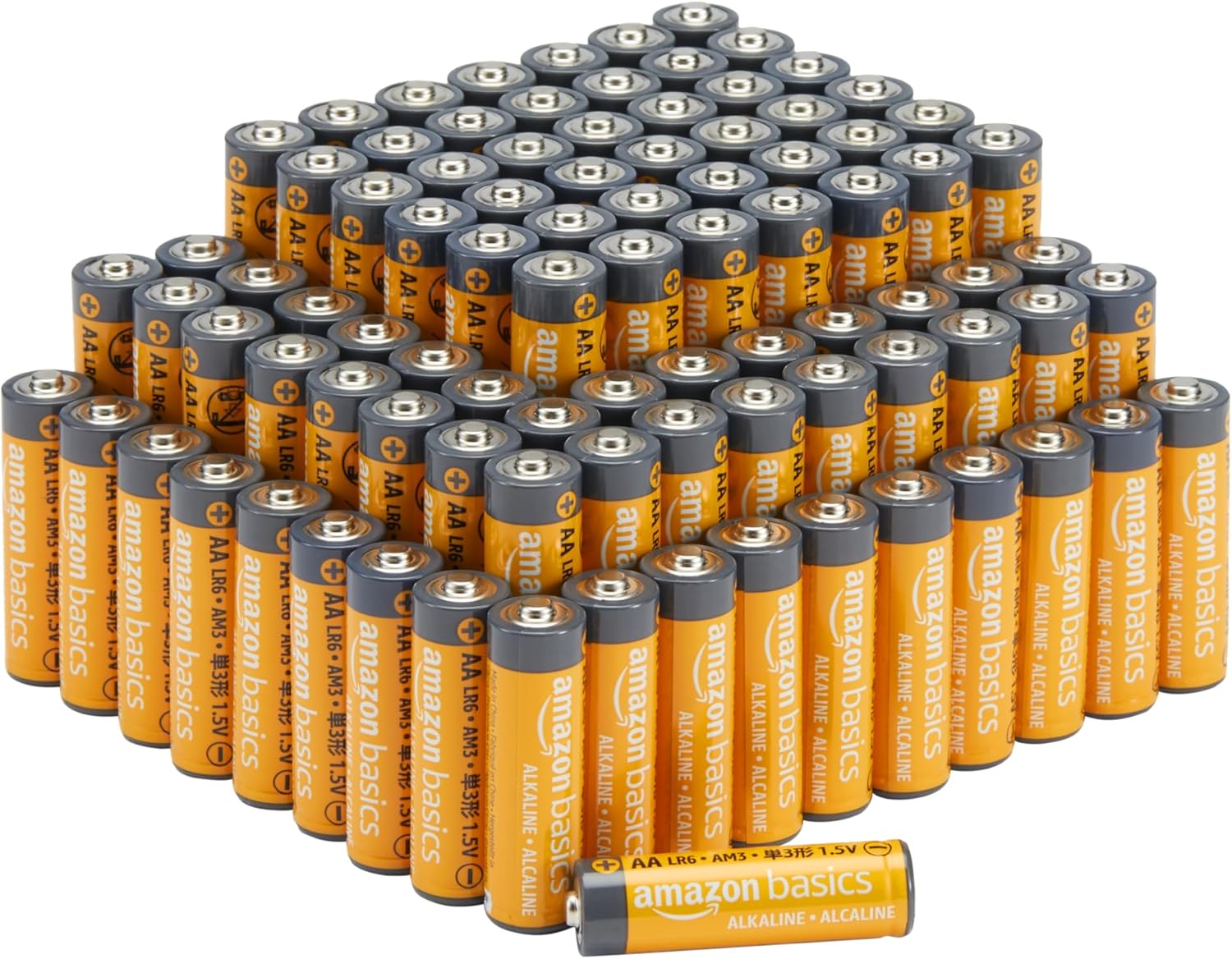 Lot de 100 piles alcalines AA 1,5 V haute performance, 10 ans de conservation - vue 2