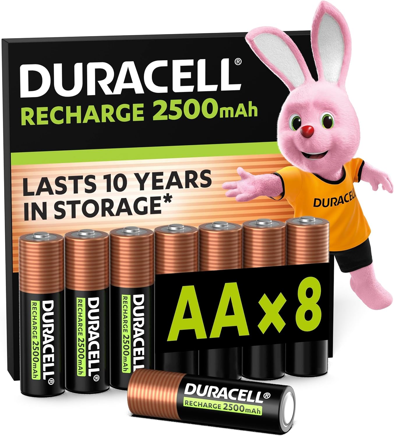 Piles rechargeables AA Duracell 2500 mAh, lot de 8, pré-chargées - vue 2