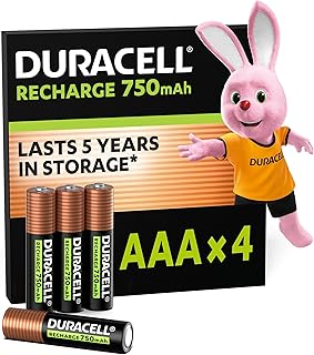 Piles rechargeables AAA Duracell 750 mAh, lot de 4, pré-chargées