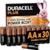 DURACELL Plus Piles AA Lot de 30, alcalines 1,5 V avec Power Boost