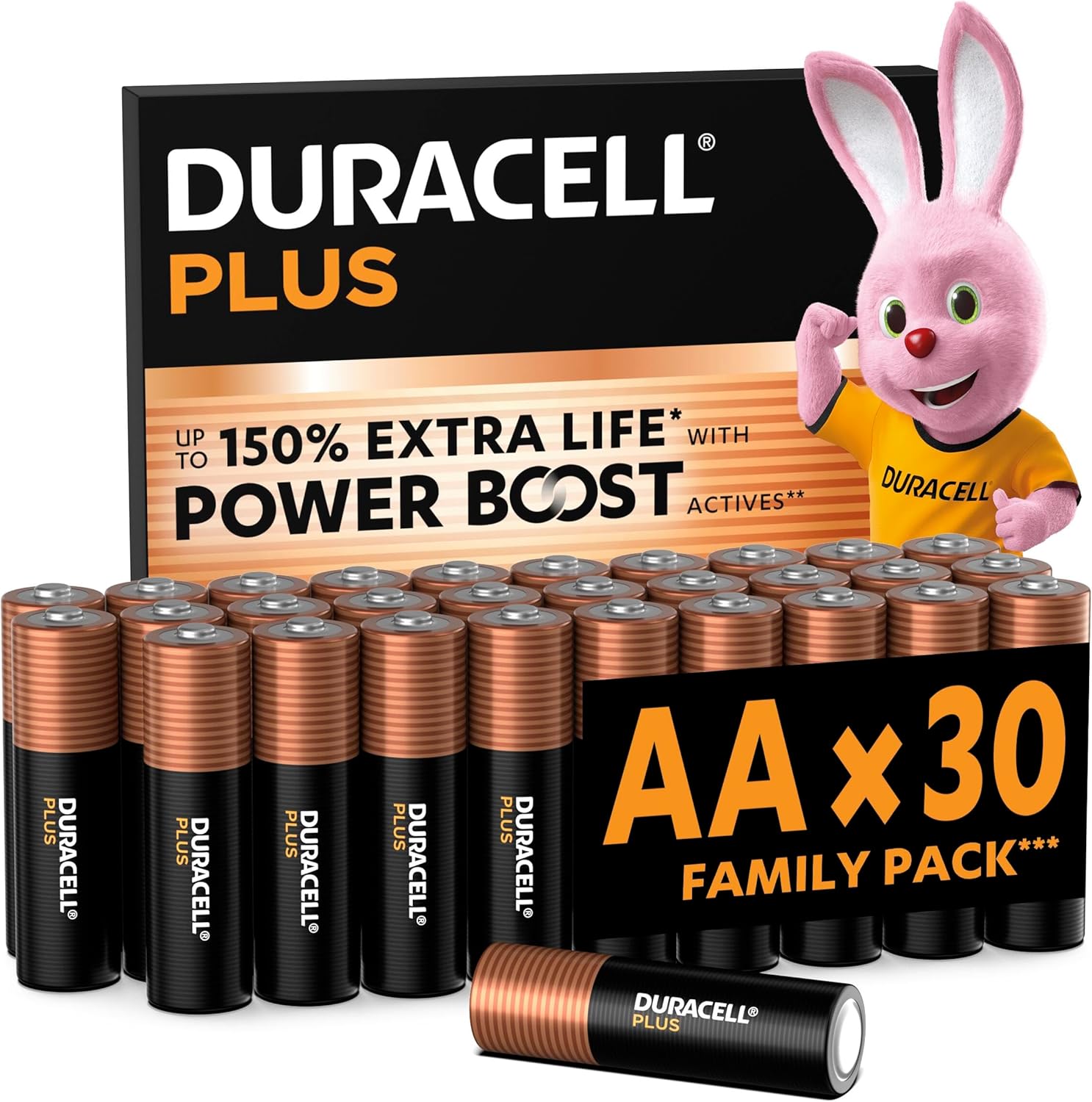 DURACELL Plus Piles AA Lot de 30, alcalines 1,5 V avec Power Boost - vue 2