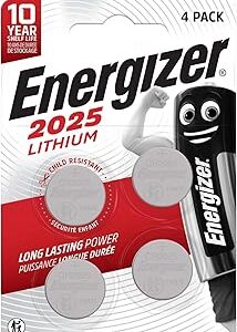 Energizer Lithium CR2025 Pile Bouton 3V Lot de 4 pour clés et montres