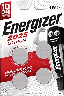 Energizer Lithium CR2025 Pile Bouton 3V Lot de 4 pour clés et montres