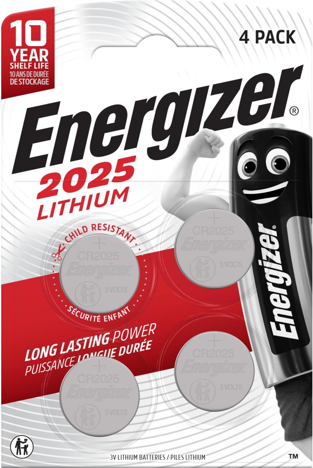 Energizer Lithium CR2025 Pile Bouton 3V Lot de 4 pour clés et montres - vue 2