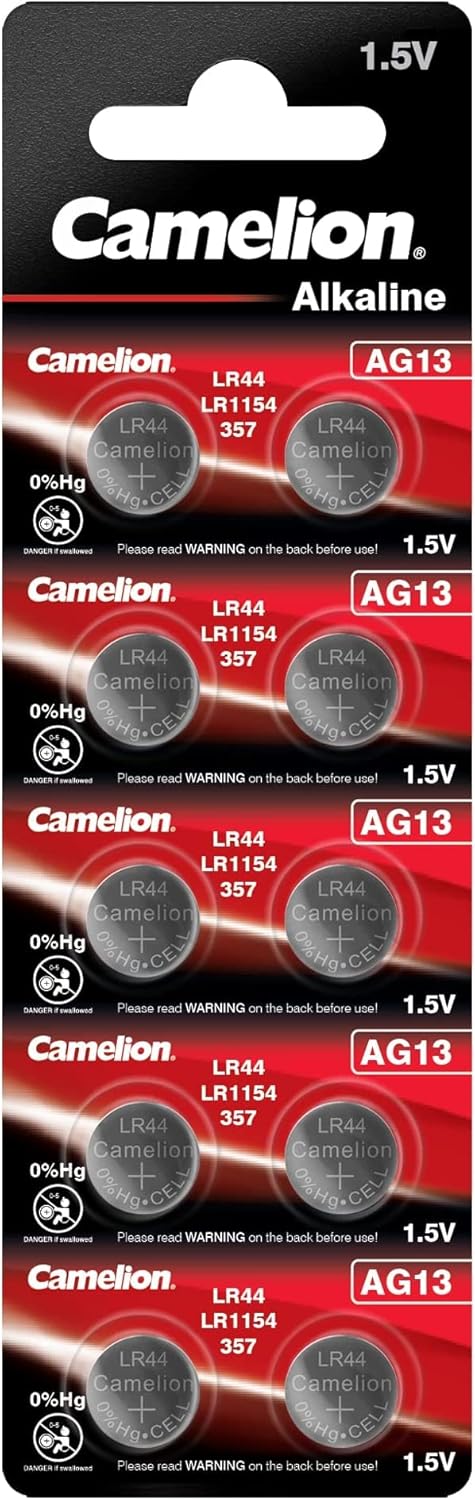 Piles boutons AG13 LR44 LR1154 357 sans mercure, lot de 10 - vue 2
