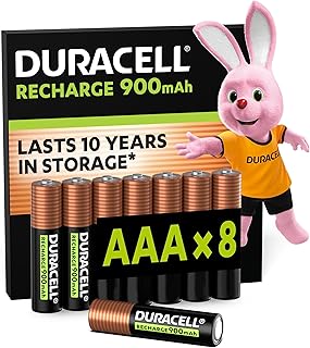 Lot de 8 piles AAA rechargeables Duracell 900 mAh, pré-chargées