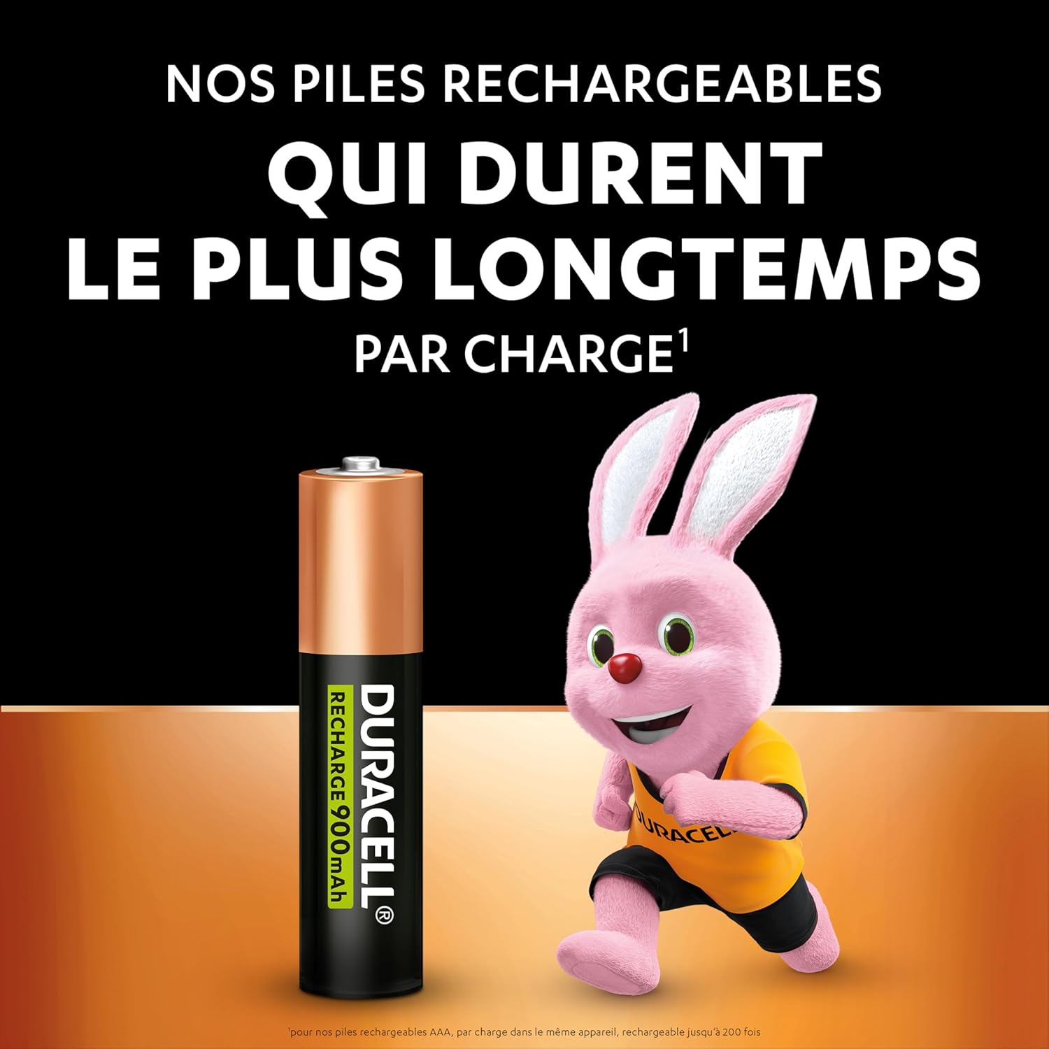 Lot de 8 piles AAA rechargeables Duracell 900 mAh, pré-chargées - vue 3