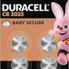 Piles boutons lithium DURACELL 2025 3V lot de 4 avec sécurité enfant