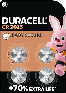 Piles boutons lithium DURACELL 2025 3V lot de 4 avec sécurité enfant