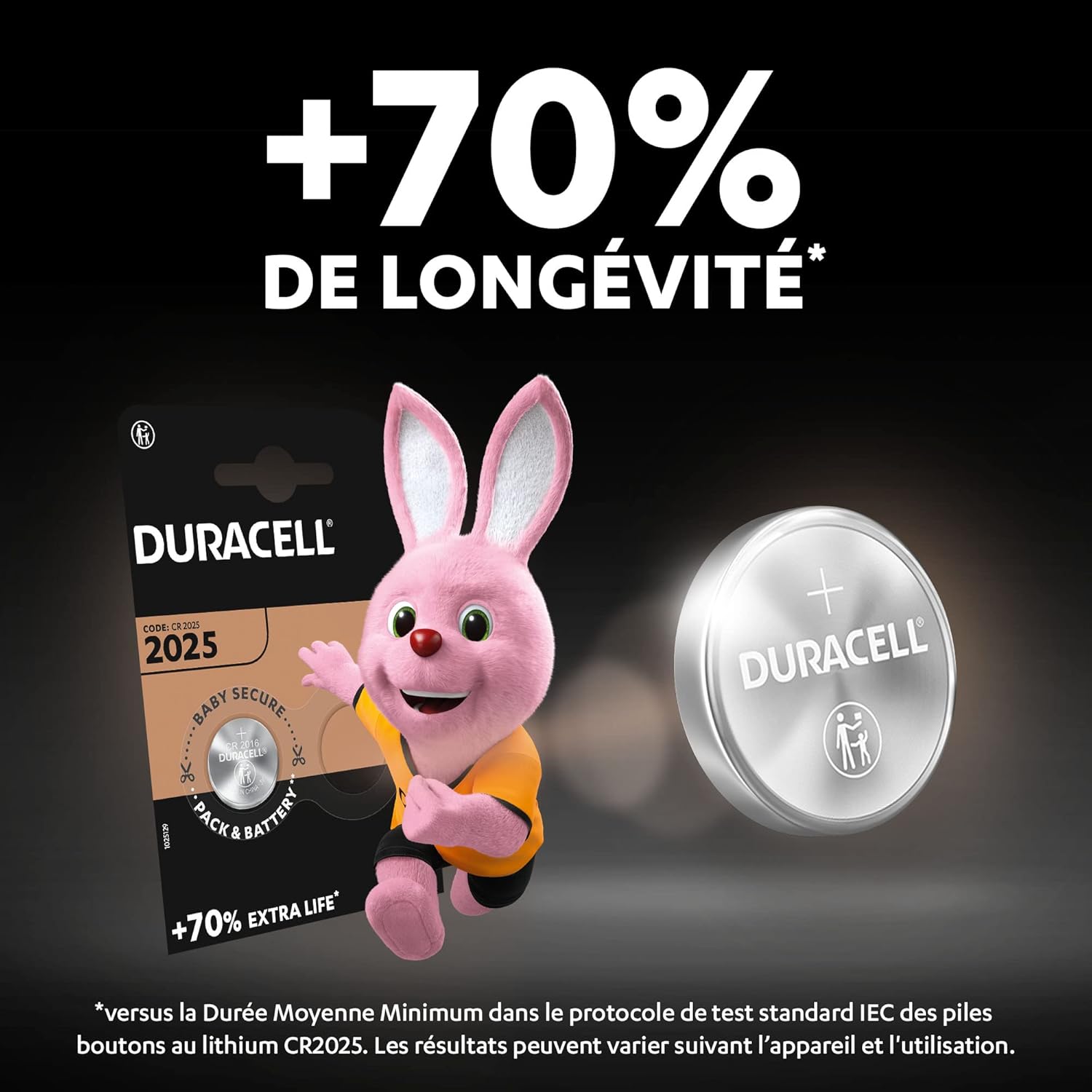 Piles boutons lithium DURACELL 2025 3V lot de 4 avec sécurité enfant - vue 3