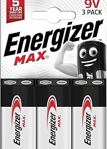 Energizer Max Piles 9V Lot de 3 longue durée pour détecteurs