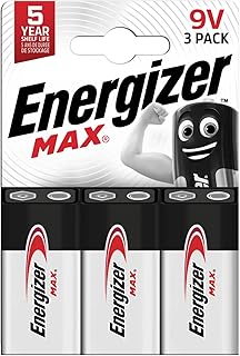 Energizer Max Piles 9V Lot de 3 longue durée pour détecteurs