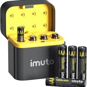 Lot de 8 piles AAA rechargeables 1,5V lithium avec chargeur, 1300mWh
