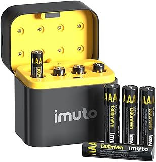 Lot de 8 piles AAA rechargeables 1,5V lithium avec chargeur, 1300mWh