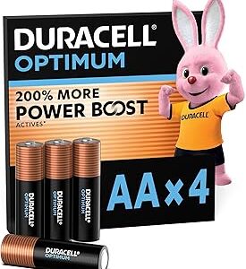 DURACELL Optimum Piles AA 1,5V Lot de 4, 200% Power Boost