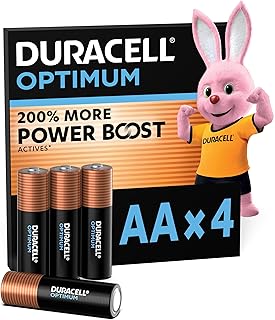 DURACELL Optimum Piles AA 1,5V Lot de 4, 200% Power Boost