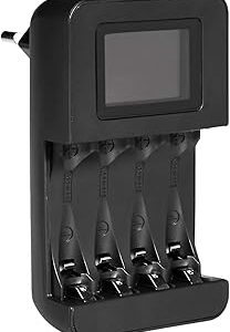 Chargeur intelligent Amazon Basics pour 4 piles AA et AAA, noir