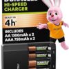 Chargeur Duracell pour piles AA et AAA avec 4 piles rechargeables incluses