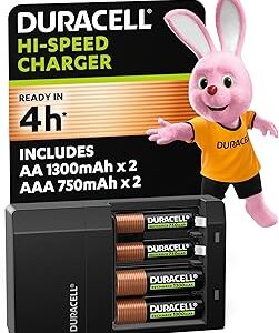 Chargeur Duracell pour piles AA et AAA avec 4 piles rechargeables incluses