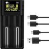 Chargeur rapide 2A avec test capacité pour piles 18650 21700