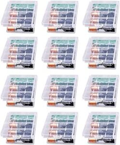 Lot de 12 boîtes à piles transparentes pour AA et AAA