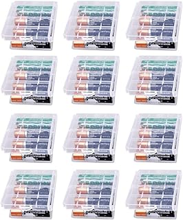Lot de 12 boîtes à piles transparentes pour AA et AAA