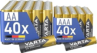 Lot de 80 piles alcalines AA et AAA, VARTA Power on Demand, emballage écologique