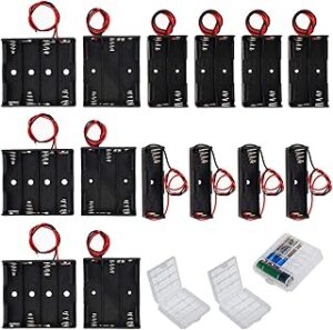 14 supports piles AA 1,5V avec boîte de rangement transparente