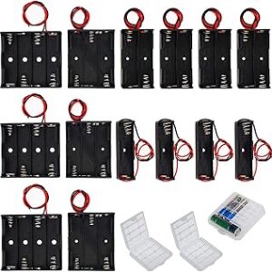14 supports piles AA 1,5V avec boîte de rangement transparente