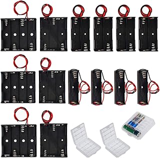 14 supports piles AA 1,5V avec boîte de rangement transparente