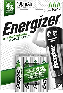Piles rechargeables AAA Energizer 700 mAh NiMH, lot de 4 pré-chargées