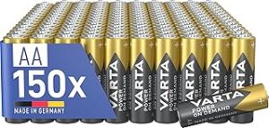 Lot de 150 piles AA alcalines 1,5V VARTA Power on Demand